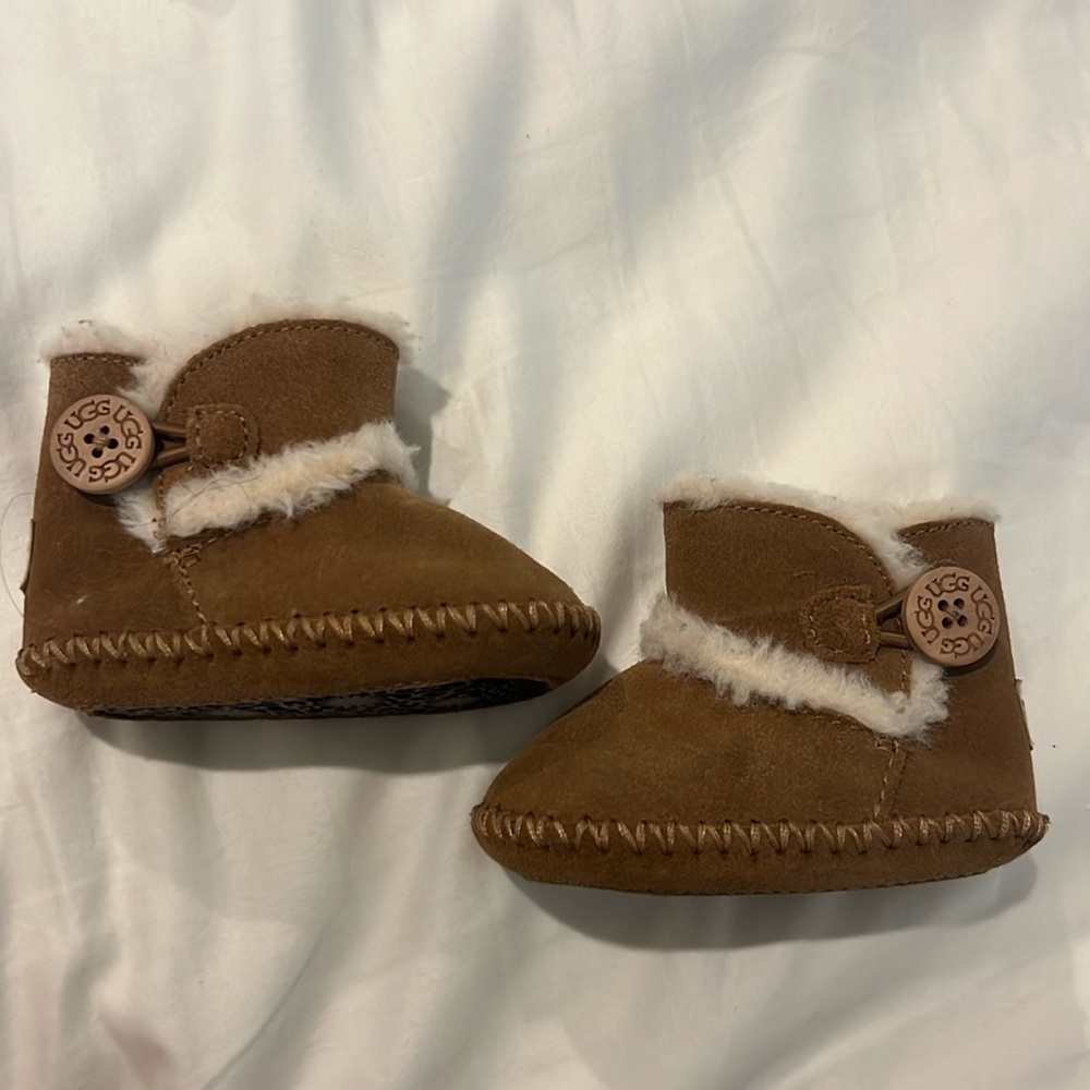 UGG Chestnut Brown Baby Walker Boots with Shearling Trim